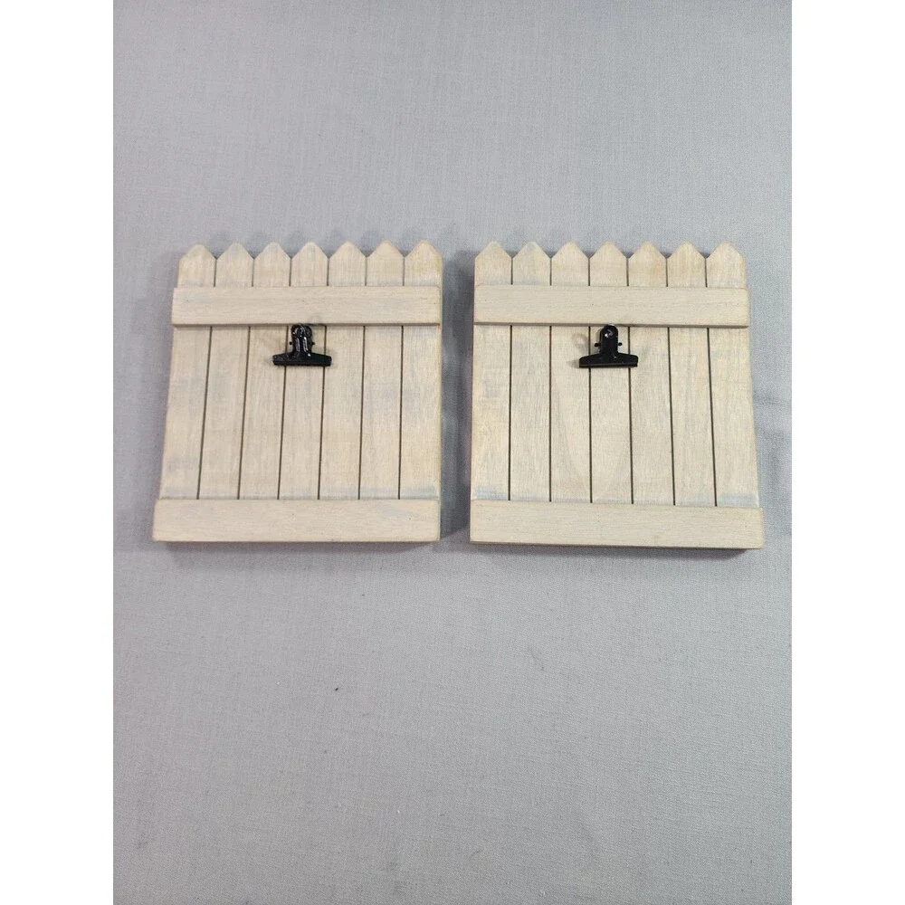 pair of rustic Gray picket-fence photo or memo clip holders: